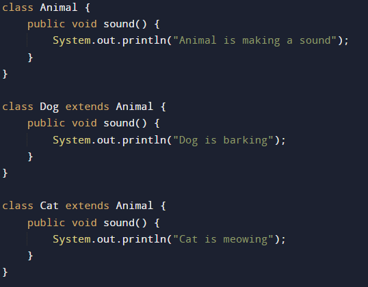 Solved C# Java class Animal { public void sound() {